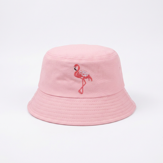Embroidered Bucket Hat - Flamingo